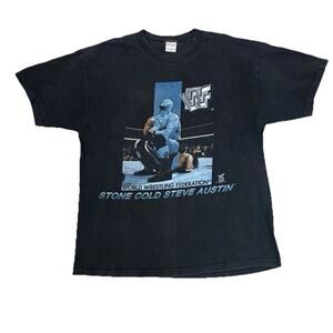 Vintage 1997 Stone Cold Steve Austin WWF WWE Wrestling shirt XL Bret Hart